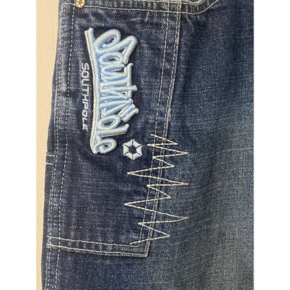 Vtg SouthPole Jeans 34x31L Baggy Loose Fit Light Wash Y2k Skater Pants Stitched